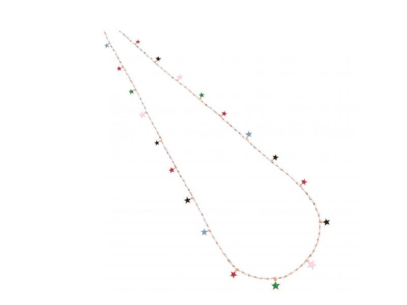 SILVER LONG NECKLACE WITH TWENTY-ONE MULTICOLOURED ENAMELED STARS  MAMAN ET SOPHIE RLCAT0721